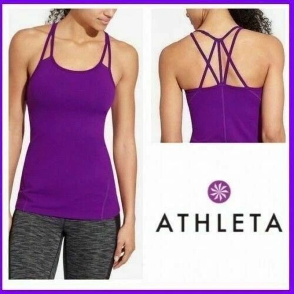 ATHLETA Empowerment 2 Tank S Crushed Grapes Purple Built In Bra Padded EUC B68